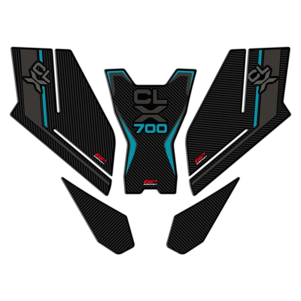 GP Kompozit CF Moto 700 CL-X 2022-2026 Uyumlu Tank Pad Seti Turkuaz