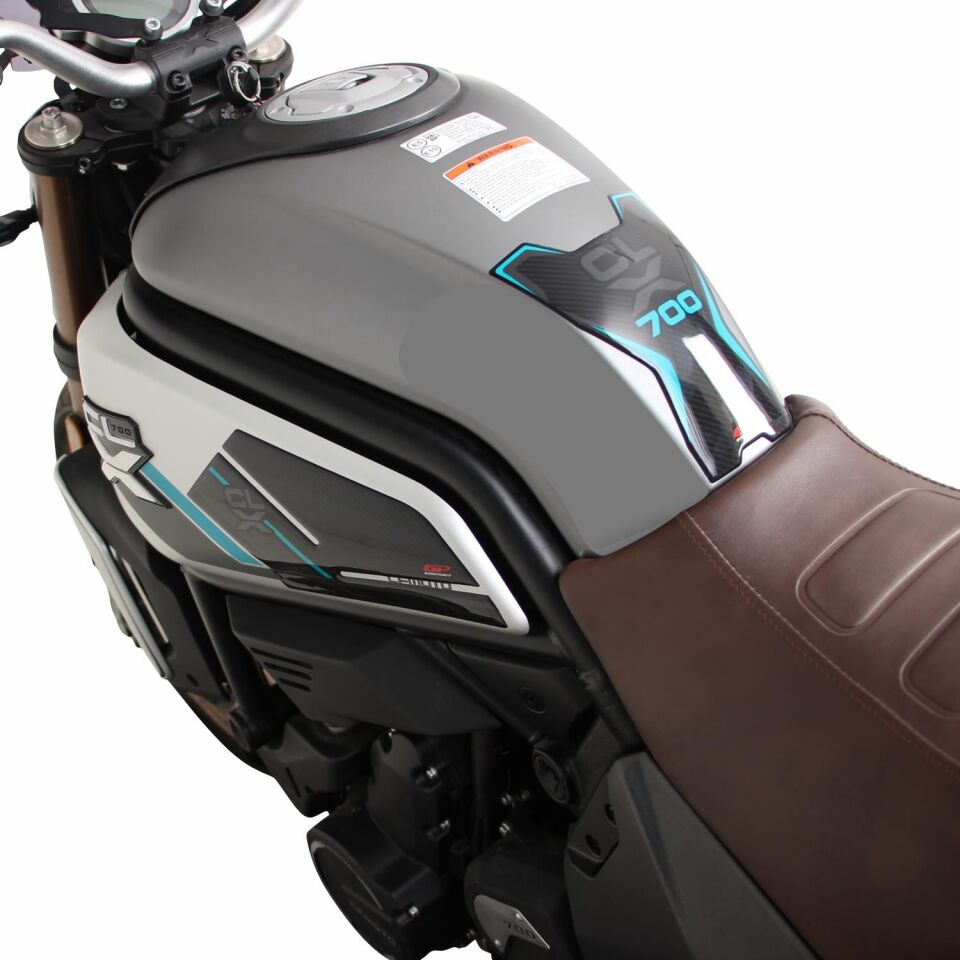 GP Kompozit CF Moto 700 CL-X 2022-2026 Uyumlu Tank Pad Seti Turkuaz