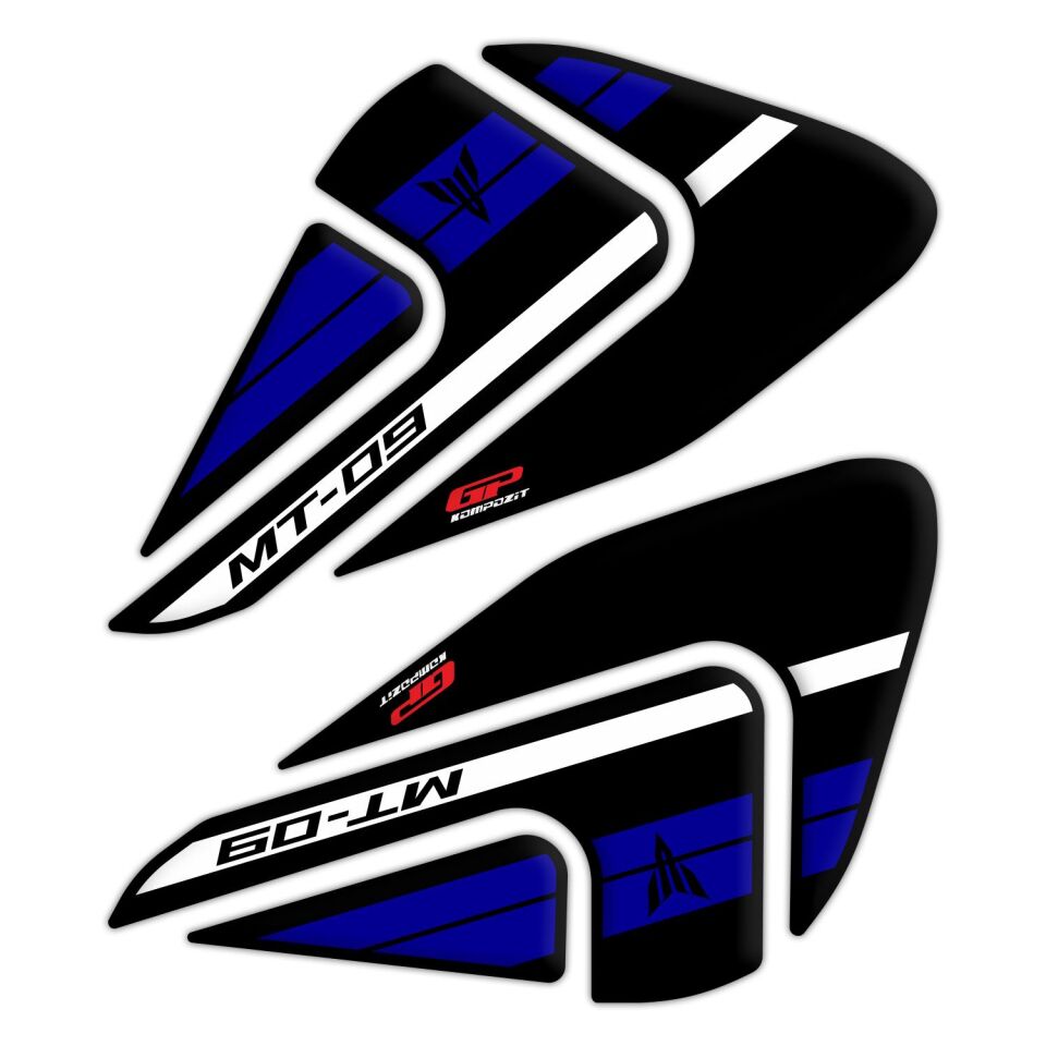 GP Kompozit Yamaha MT-09 2021-2023 Uyumlu Tank Pad Seti Siyah-Mavi