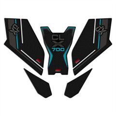GP Kompozit CF Moto 700 CL-X 2022-2024 Uyumlu Tank Pad Seti Turkuaz