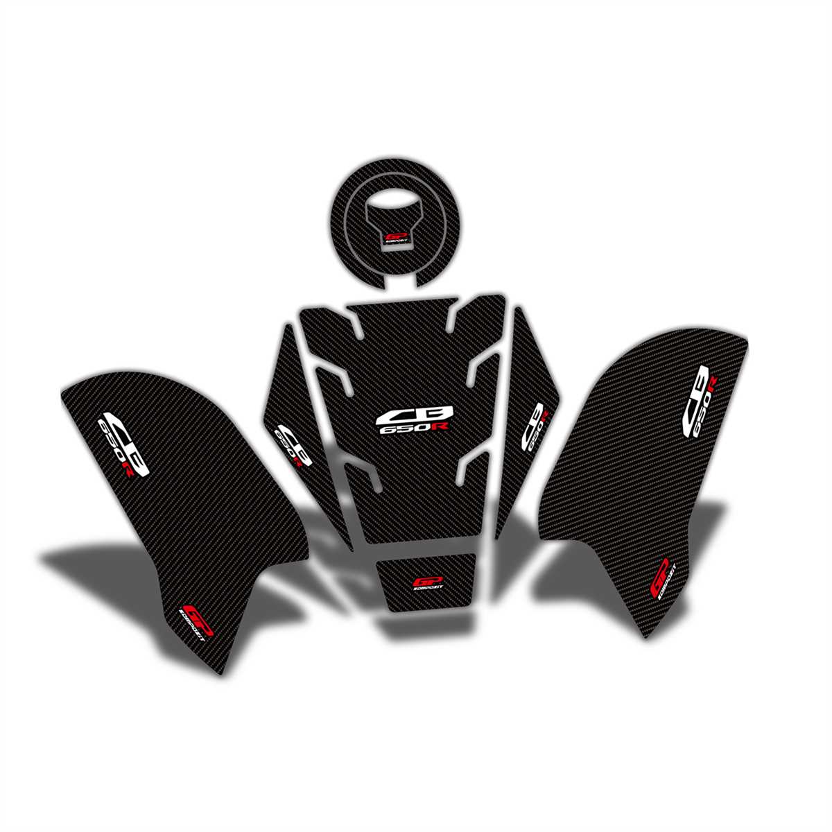 GP Kompozit Honda CB650R 2019-2023 Uyumlu Tank Pad Seti Karbon