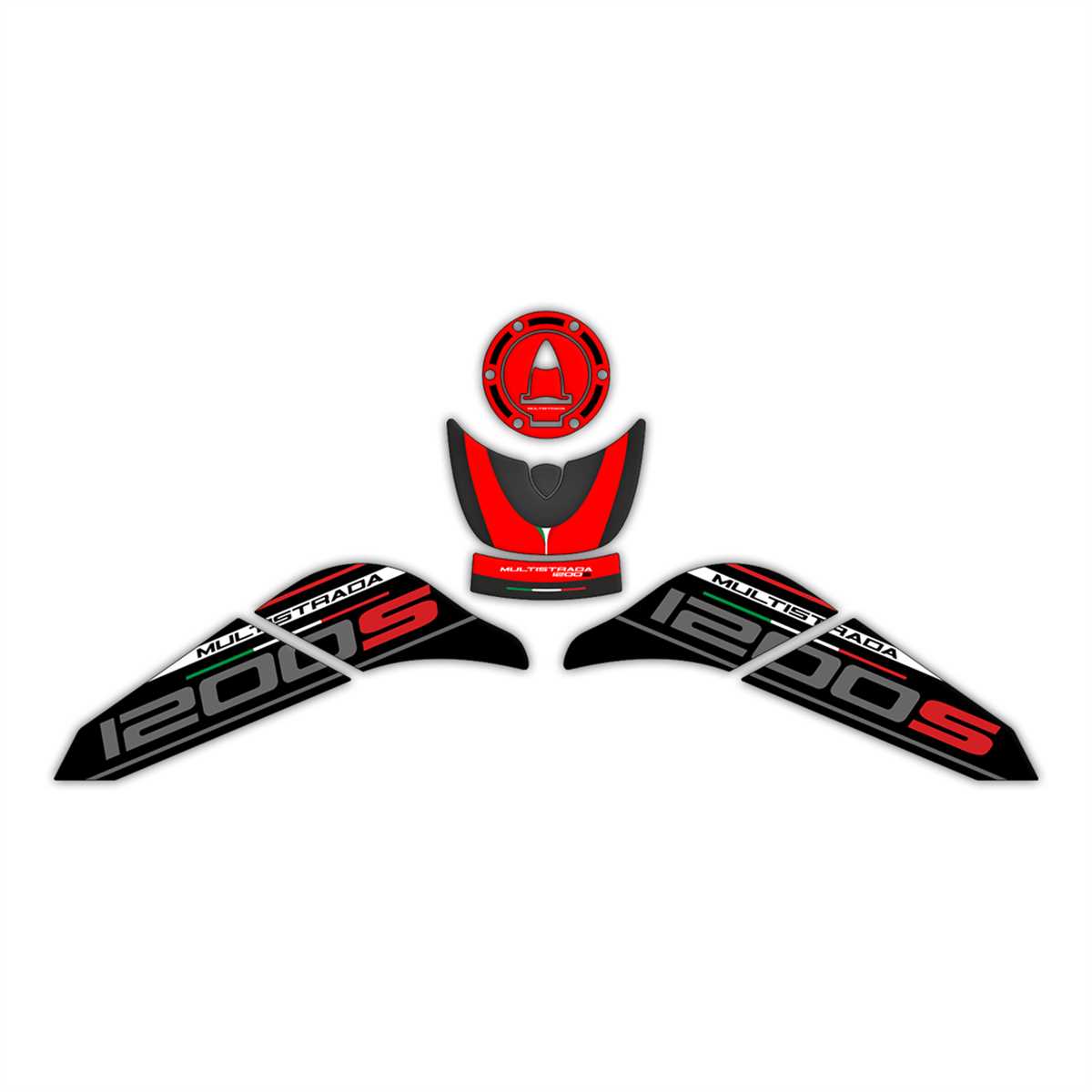 GP Kompozit Ducati Multistrada 1200 S 2015-2018 Uyumlu Tank Pad Seti Kırmızı