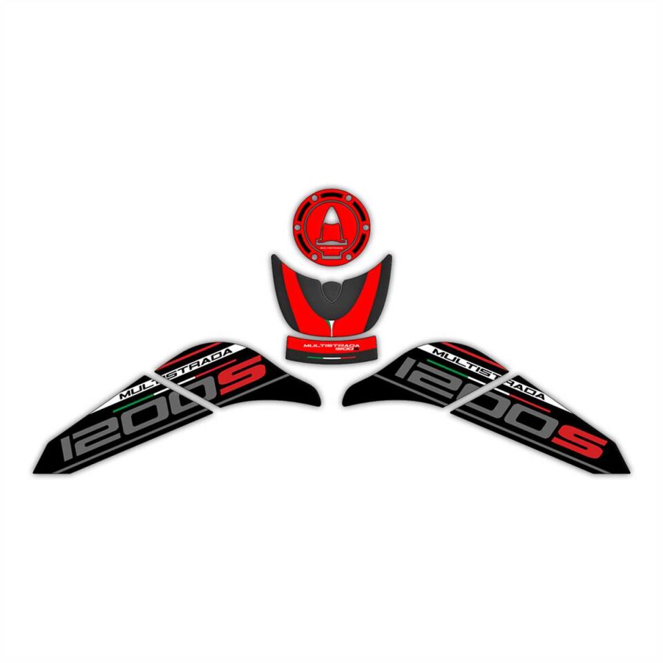 GP Kompozit Ducati Multistrada 1200 S 2015-2018 Uyumlu Tank Pad Seti Kırmızı