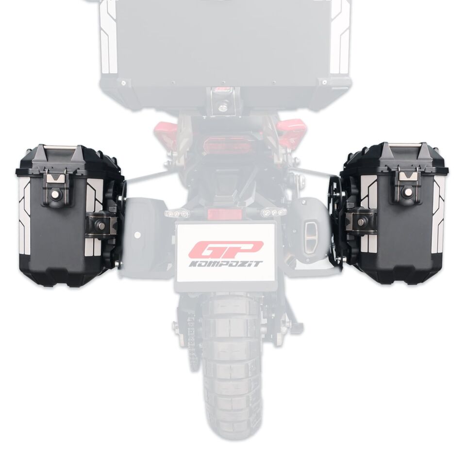 GP Kompozit Universal 26 lt x 2 Plastik Motosiklet Yan Çanta Seti Siyah