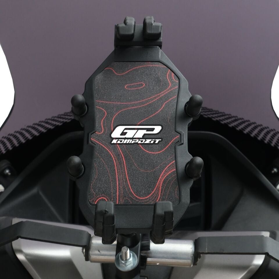 GP Kompozit TTR06 Universal Gidon Bağlantılı Titreşim Modüllü Telefon Tutucu Siyah-Kırmızı
