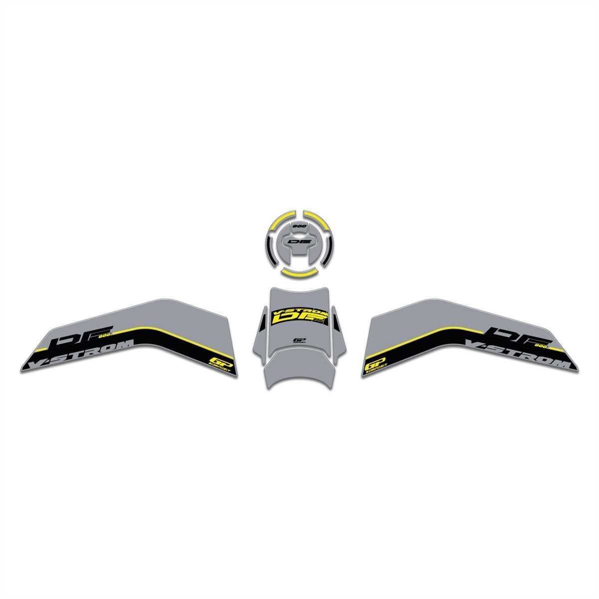 GP Kompozit Suzuki V-Strom 800 DE 2023-2024 Uyumlu Tank Pad Seti Gri