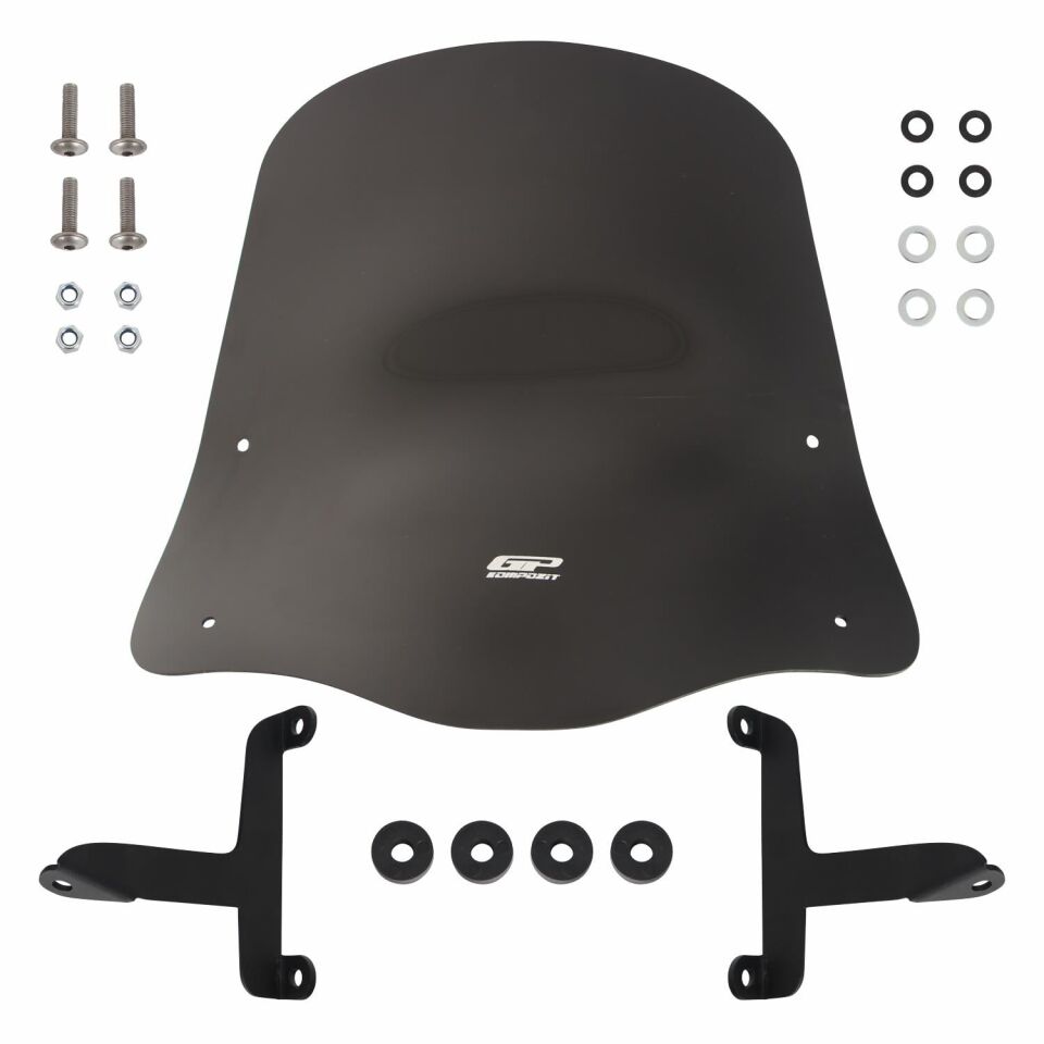 GP Kompozit Scooter Universal 2020 Uyumlu Ön Cam Siyah 42 cm