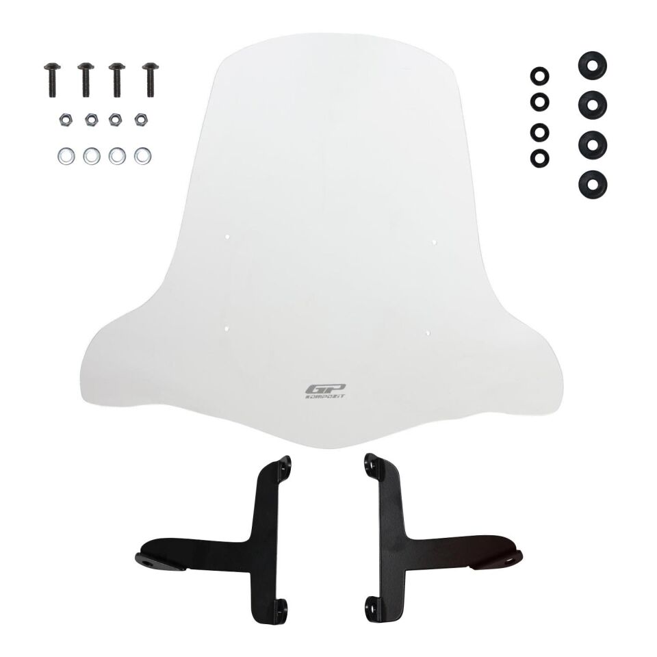 GP Kompozit Scooter Universal 2020 Uyumlu Elcikli Ön Cam Şeffaf 44 cm