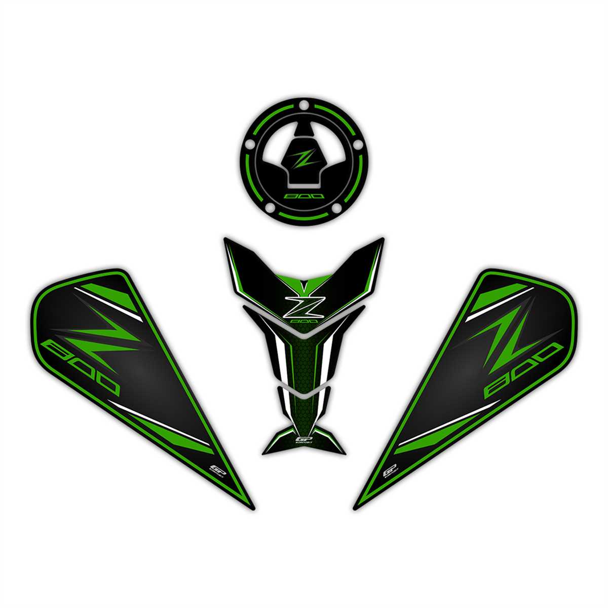 GP Kompozit Kawasaki Z 800 2013-2018 Uyumlu Tank Pad Yeşil