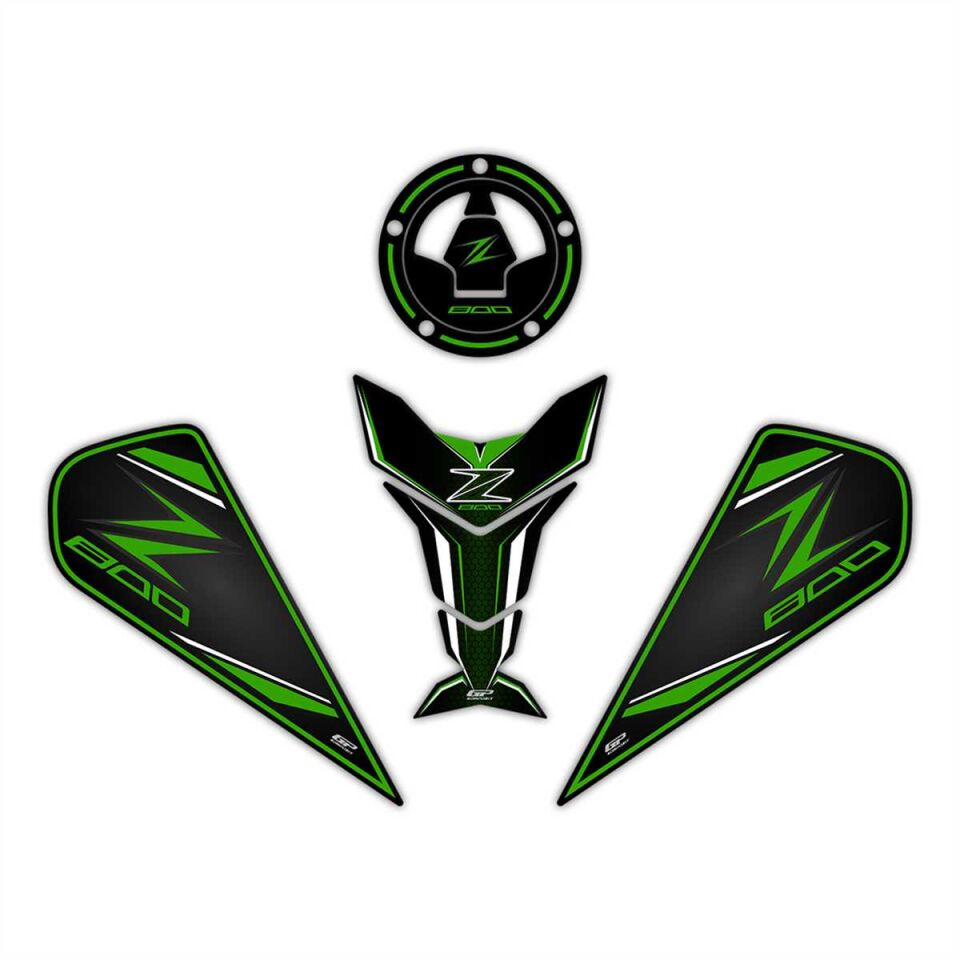 GP Kompozit Kawasaki Z 800 2013-2018 Uyumlu Tank Pad Yeşil