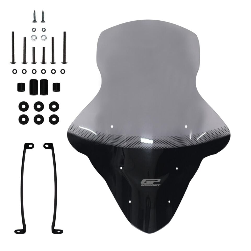 GP Kompozit Yamaha NMAX 125 / 155 2015-2020 Uyumlu Baskılı Elcikli Ön Cam Füme 74 cm