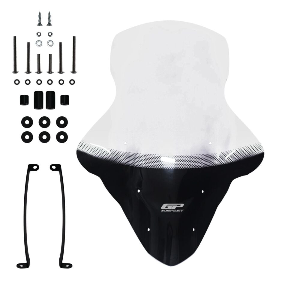GP Kompozit Yamaha NMAX 125 / 155 2015-2020 Uyumlu Baskılı Elcikli Ön Cam Şeffaf 74 cm
