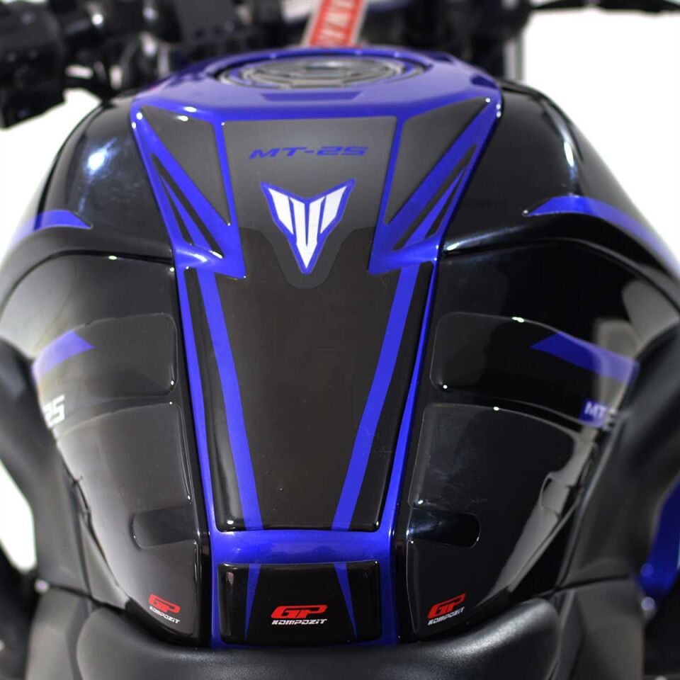GP Kompozit Yamaha MT-25 2015-2019 Uyumlu Tank Pad Seti Siyah-Lacivert