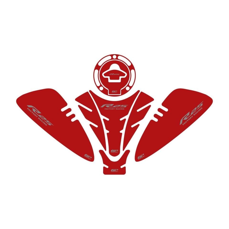 GP Kompozit Yamaha R25 2019-2026 Uyumlu Tank Pad Seti Kırmızı