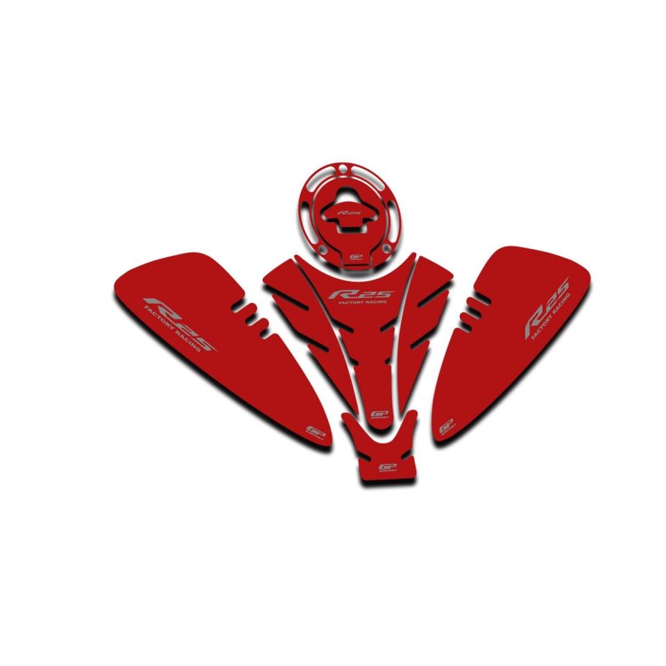 GP Kompozit Yamaha R25 2019-2026 Uyumlu Tank Pad Seti Kırmızı