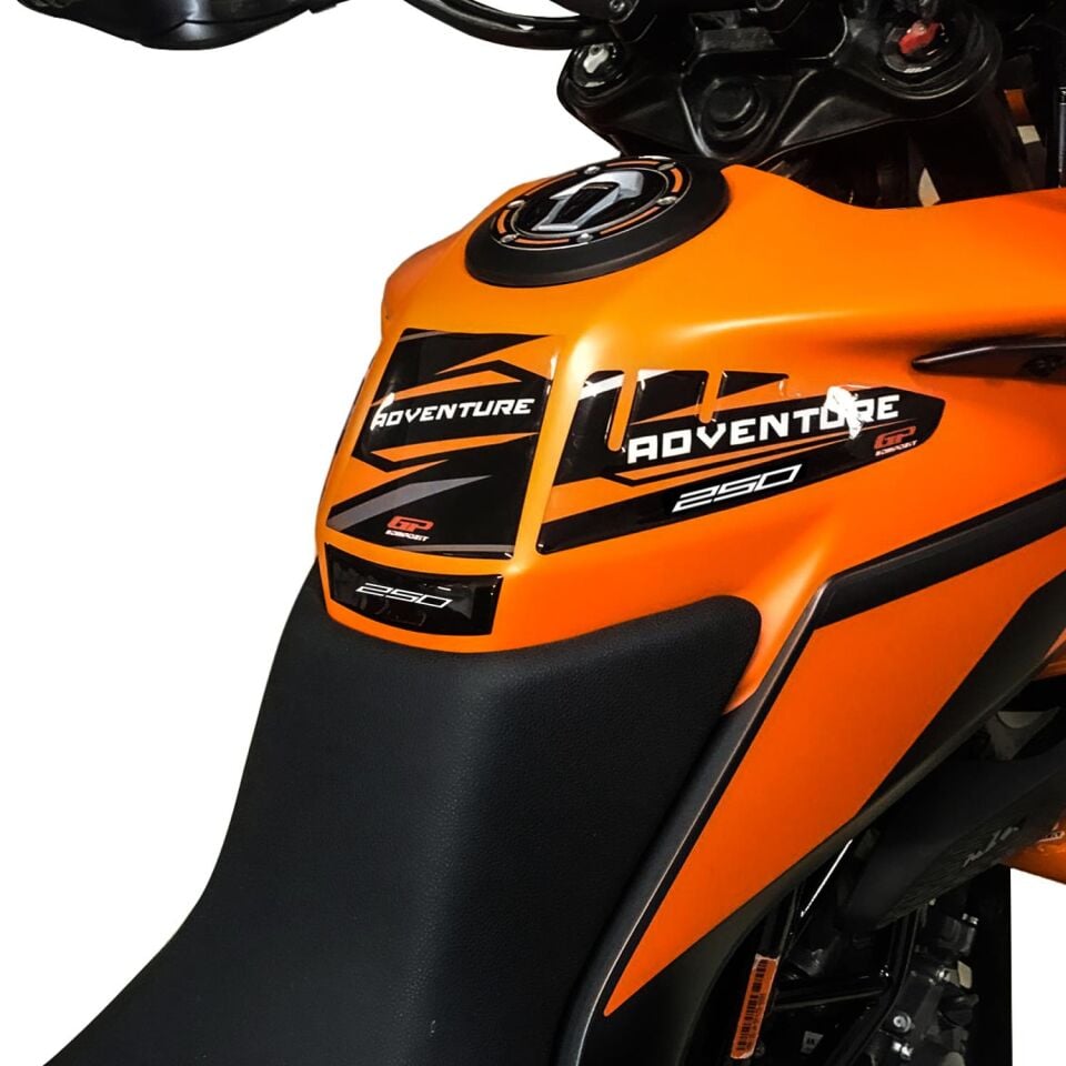 GP Kompozit KTM 250 Adventure 2020-2024 Uyumlu Tank Pad Seti Siyah-Turuncu