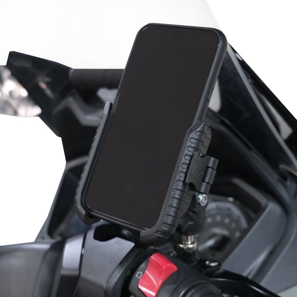 GP Kompozit Honda Forza 250 2018-2026 Uyumlu Titreşim Modüllü Telefon Tutucu Siyah