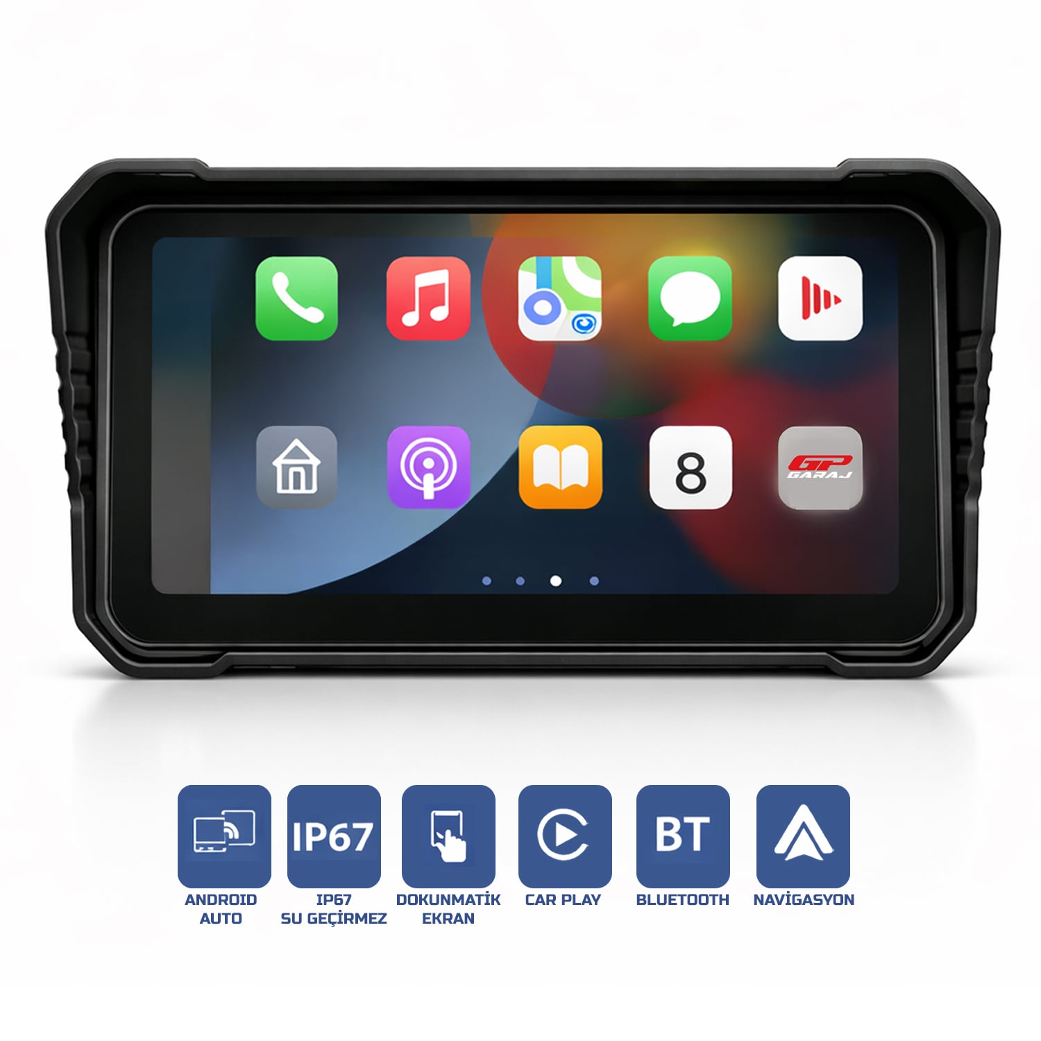GP VOVEL M-790B 6.25” Ekran Ön Arka Kameralı Motosiklet CarPlay Basınç Sensörlü Multimedya Navigasyon Sistemi