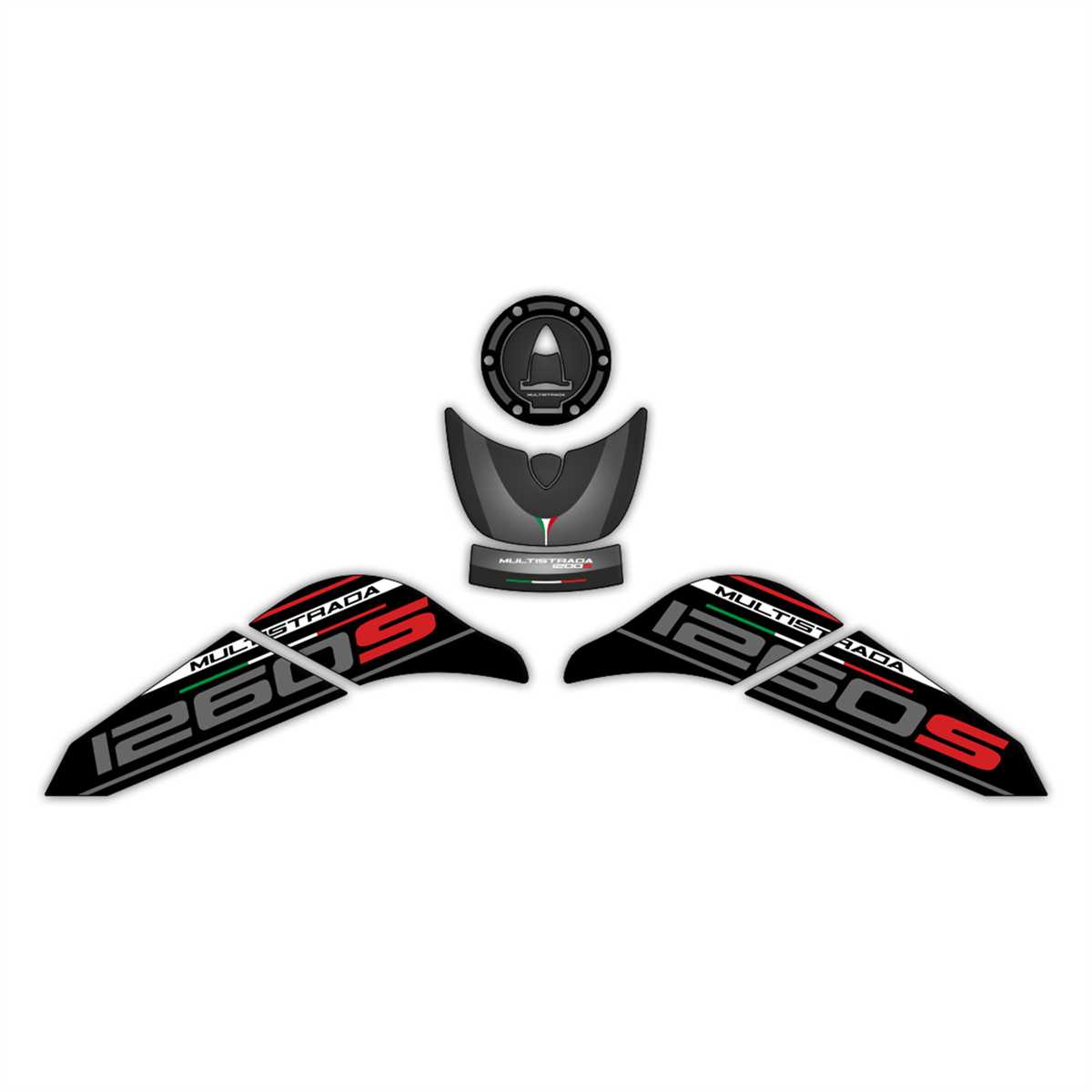GP Kompozit Ducati Multistrada 1260 S 2015-2018 Uyumlu Tank Pad Seti Siyah