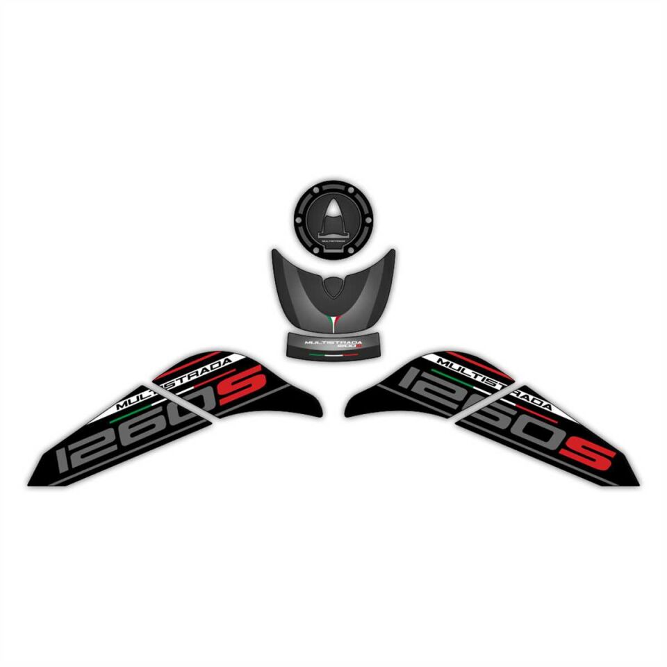 GP Kompozit Ducati Multistrada 1260 S 2015-2018 Uyumlu Tank Pad Seti Siyah