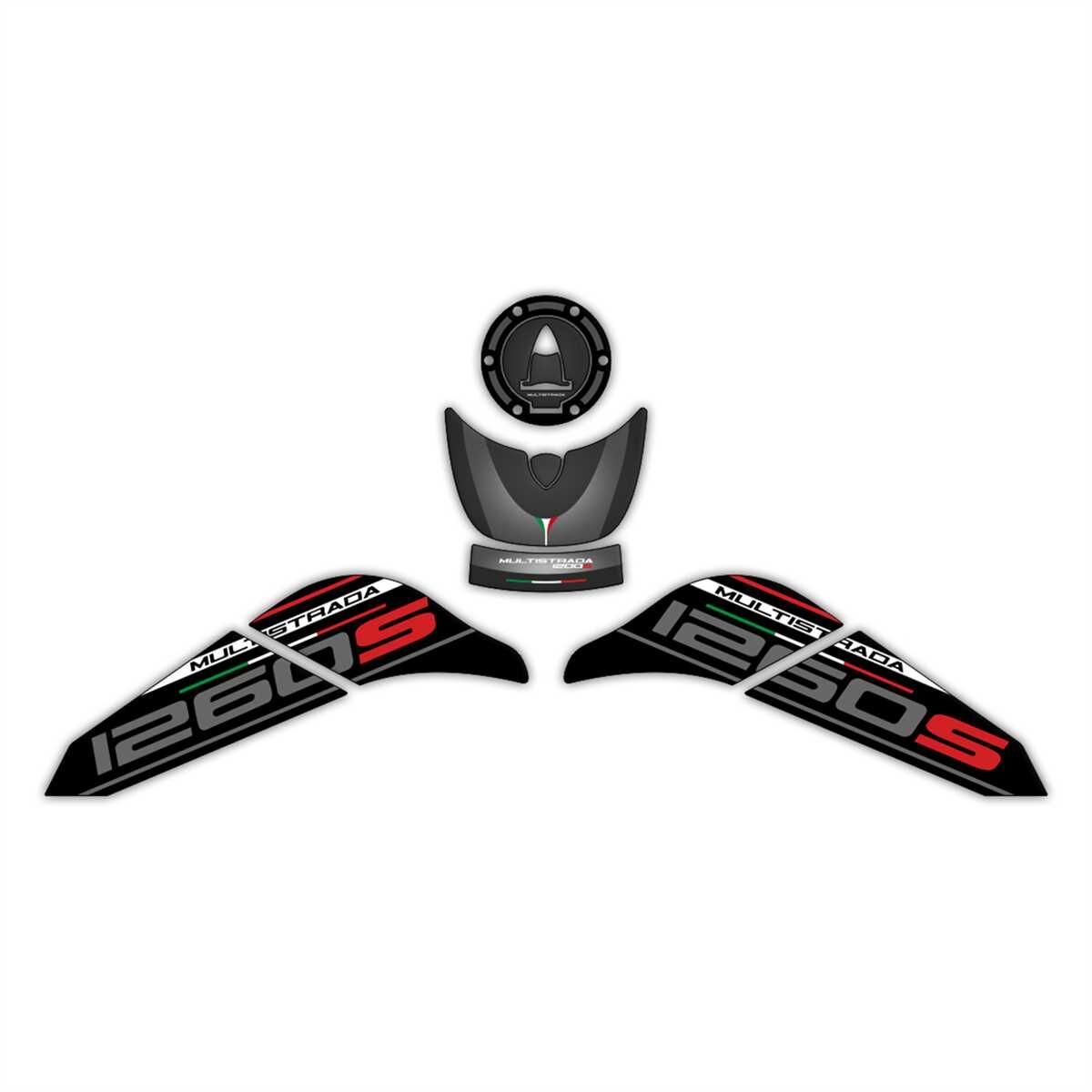 GP Kompozit Ducati Multistrada 1260 S 2015-2018 Uyumlu Tank Pad Seti Siyah