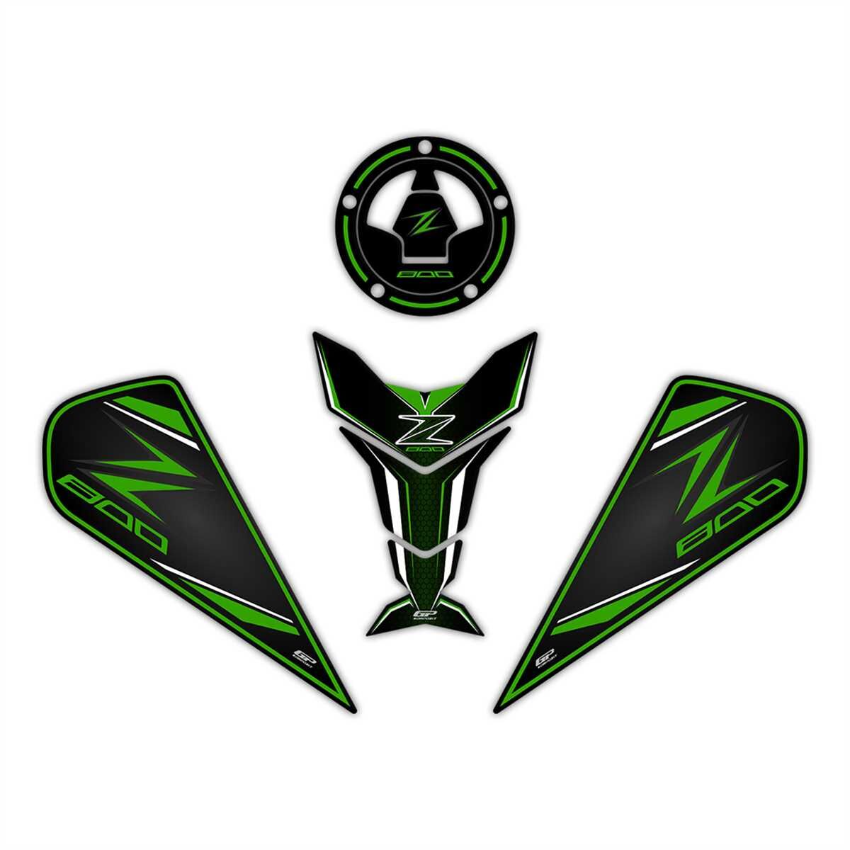 GP Kompozit Kawasaki Z 800 2013-2018 Uyumlu Tank Pad Yeşil