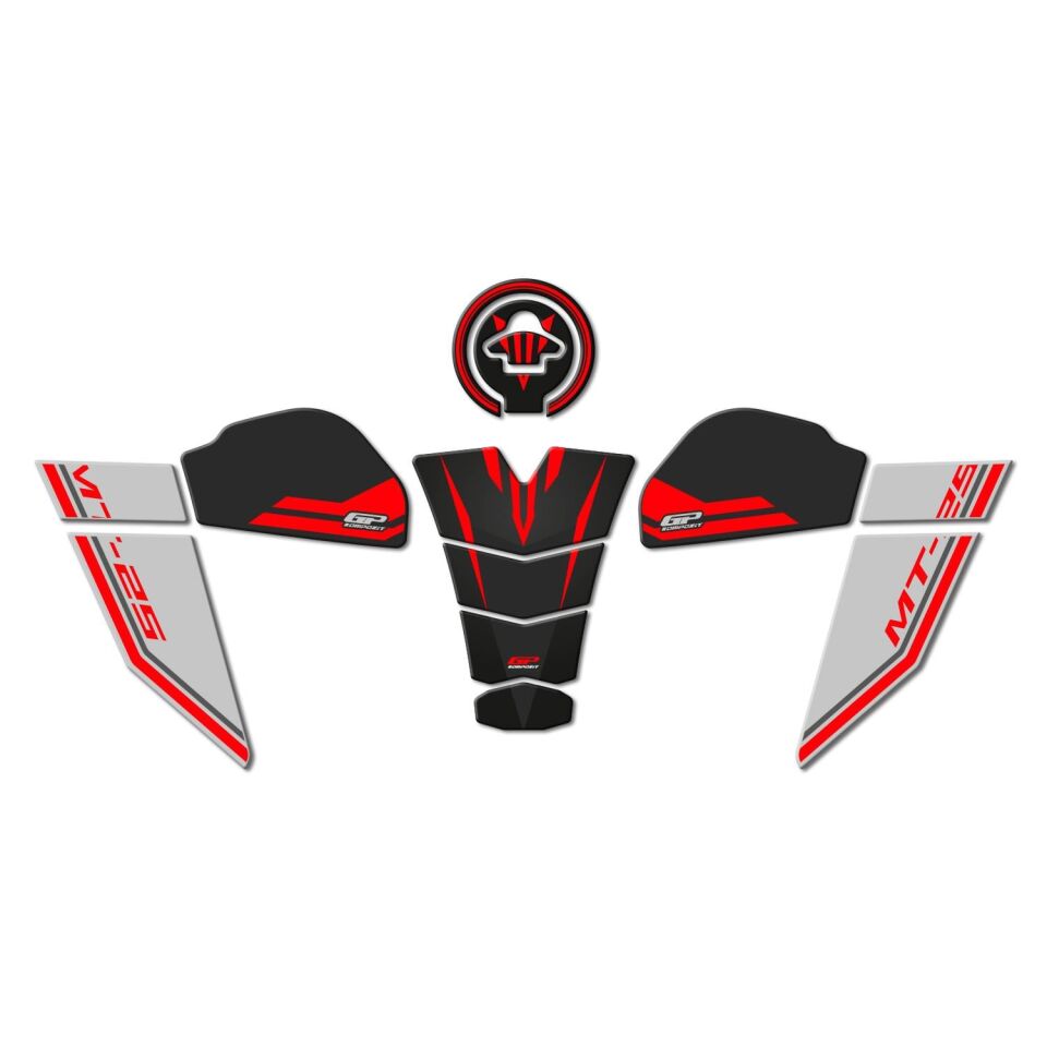 GP Kompozit Yamaha MT-25 2020-2026 Uyumlu Tank Pad Seti Kırmızı