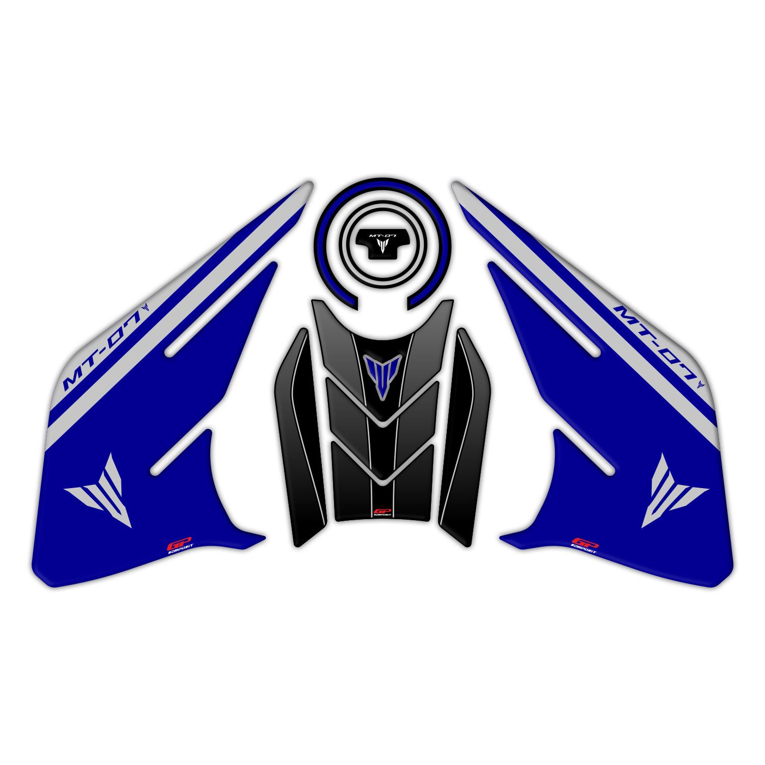 GP Kompozit Yamaha MT-07 2021-2024 Uyumlu Tank Pad Seti Mavi