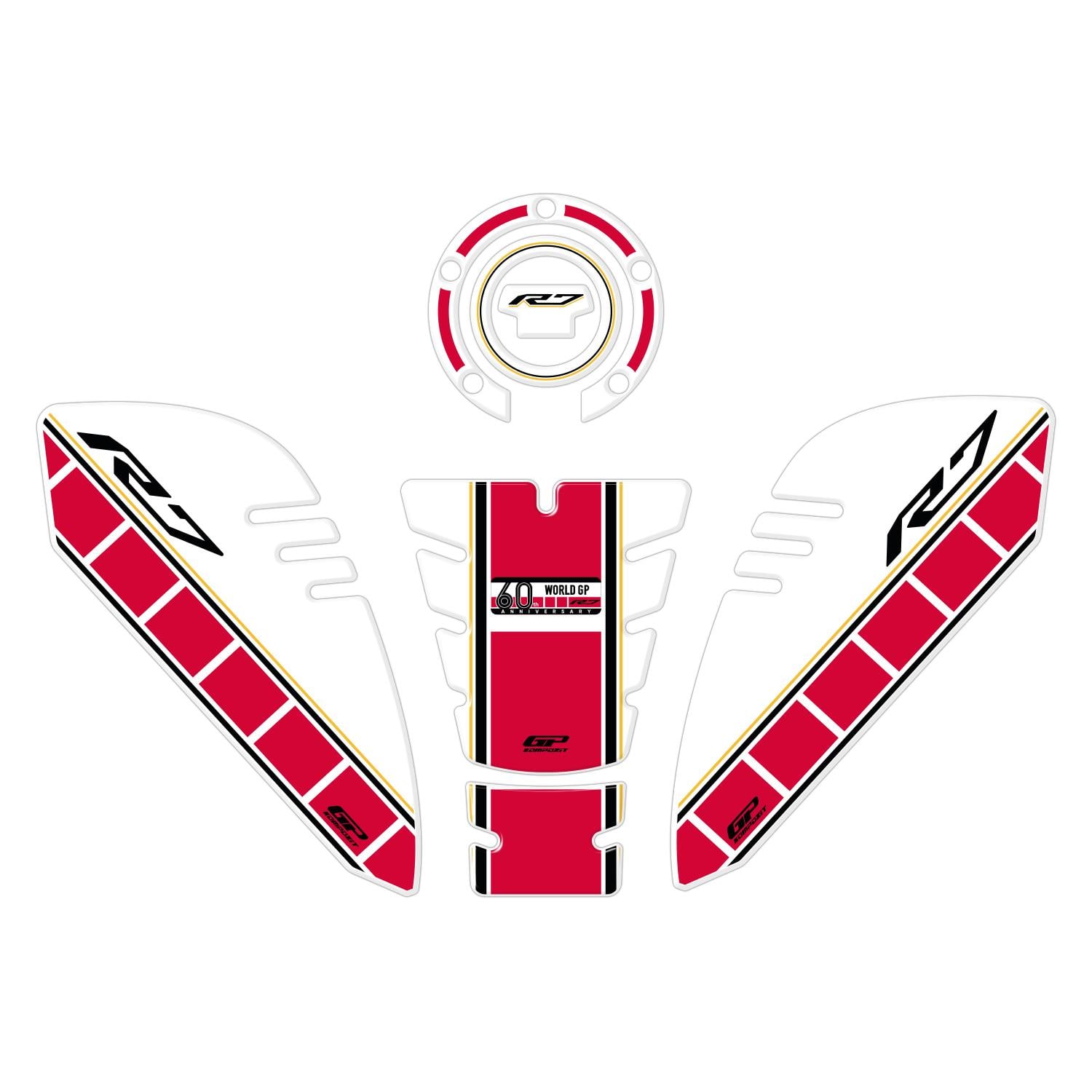 GP Kompozit Yamaha R7 2021–2024 Uyumlu Tank Pad Seti 60.Yıl