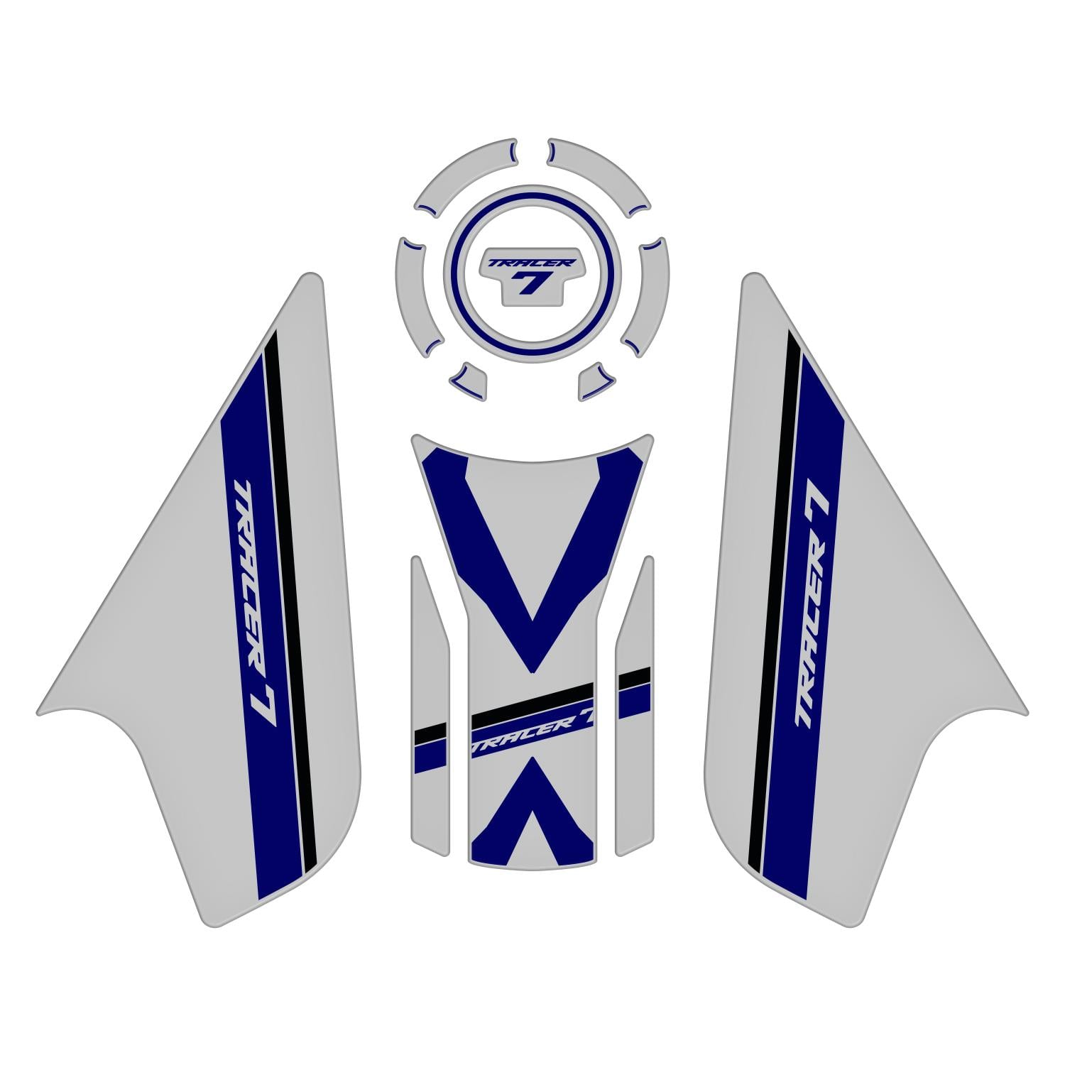 GP Kompozit Yamaha MT-07 Tracer 2020-2024 Uyumlu Tank Pad Seti Gri