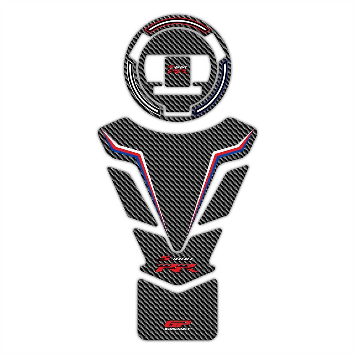 GP Kompozit BMW S 1000 RR 2015-2018 Uyumlu Tank Pad Seti Mavi-Kırmızı