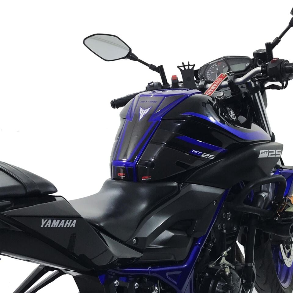 GP Kompozit Yamaha MT-25 2015-2019 Uyumlu Tank Pad Seti Siyah-Gri