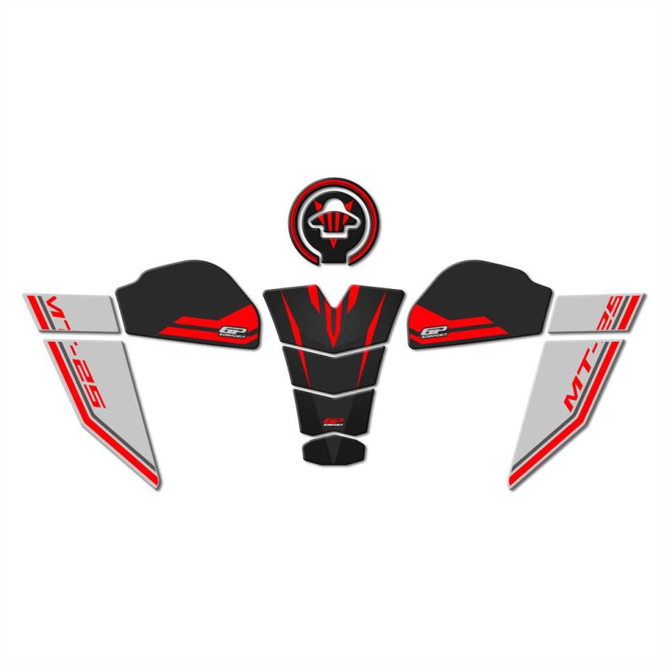 GP Kompozit Yamaha MT-25 2020-2024 Uyumlu Tank Pad Seti Kırmızı