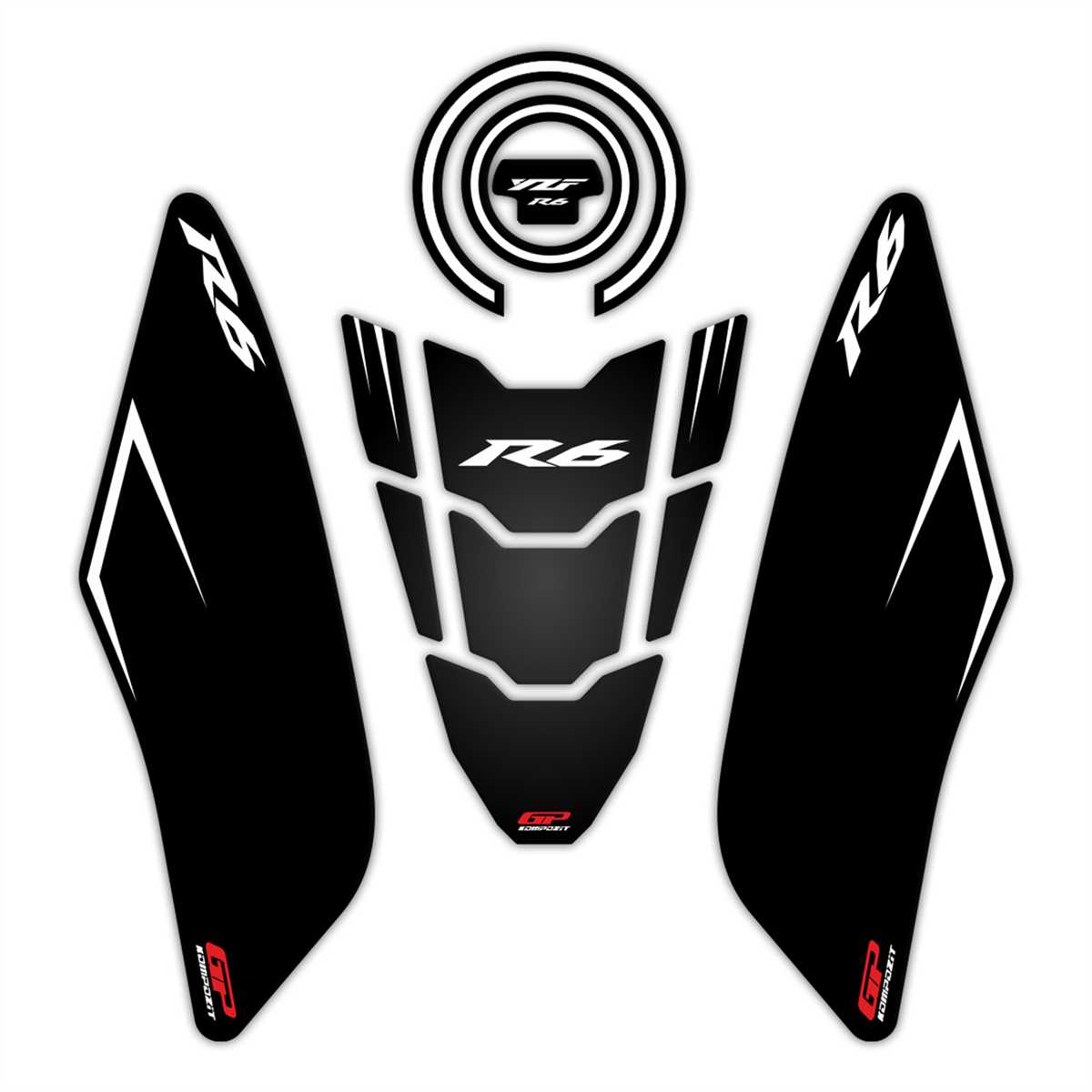 GP Kompozit Yamaha R6 2017-2023 Uyumlu Tank Pad Seti Siyah
