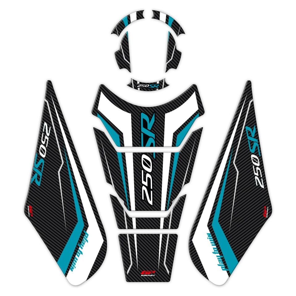 GP Kompozit CF Moto 250 SR 2020-2025 Uyumlu Tank Pad Seti Turkuaz