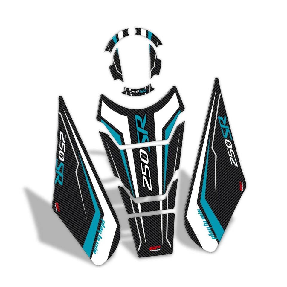 GP Kompozit CF Moto 250 SR 2020-2025 Uyumlu Tank Pad Seti Turkuaz